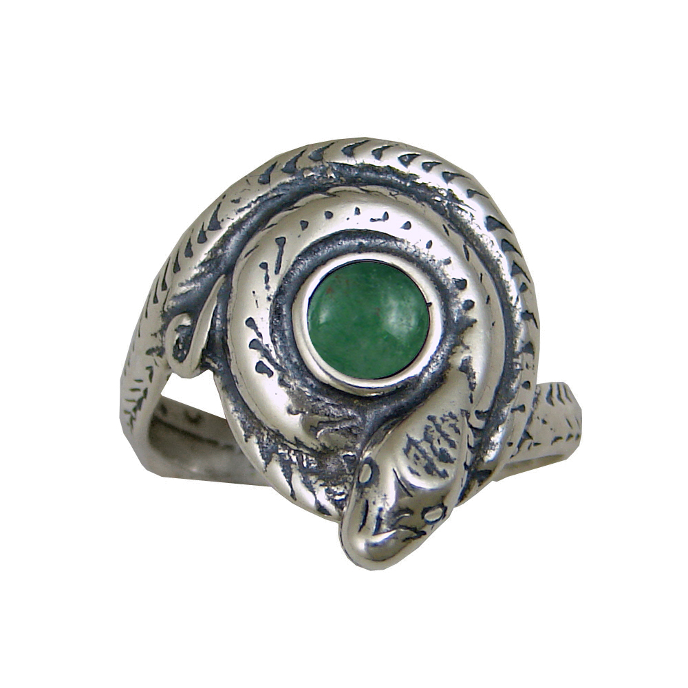 Sterling Silver Snake Ring With Jade Size 10